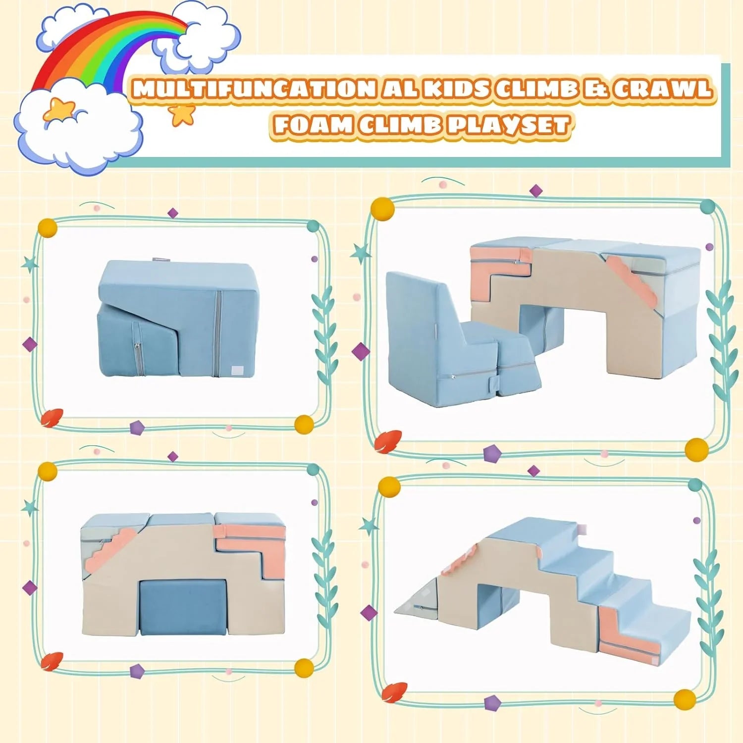 31de37a7a98de5b928c66c23921f5474f03ad7eb7eee4570fa6bcab67489ad4a 4 w 1 Toddler Foam Climbing Blocks z wewnętrzny miękki Climbing i Crawling Toys