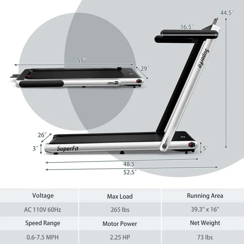 38de8ddffa498e705189995ae9f1789a79efa6f0333504bfa22dfe024abee5a3 Treadmill - 2.5HP 2-in-1 Folding Under Desk, Featuring Speaker APP Remote Control - Portable Walking Jogging Machine for Home Gym Office