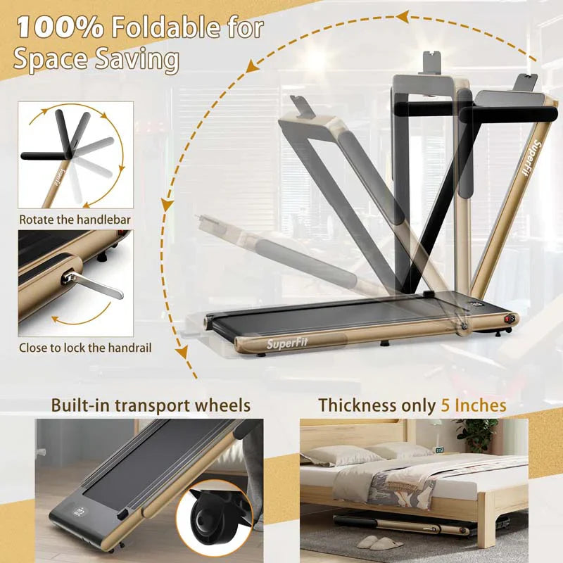 38f9f9e4114b57d3a5f24a65af554fbed6b1bbb188883bafb56ff300b646457d Treadmill - 2.5HP 2-in-1 Folding Under Desk, Featuring Speaker APP Remote Control - Portable Walking Jogging Machine for Home Gym Office