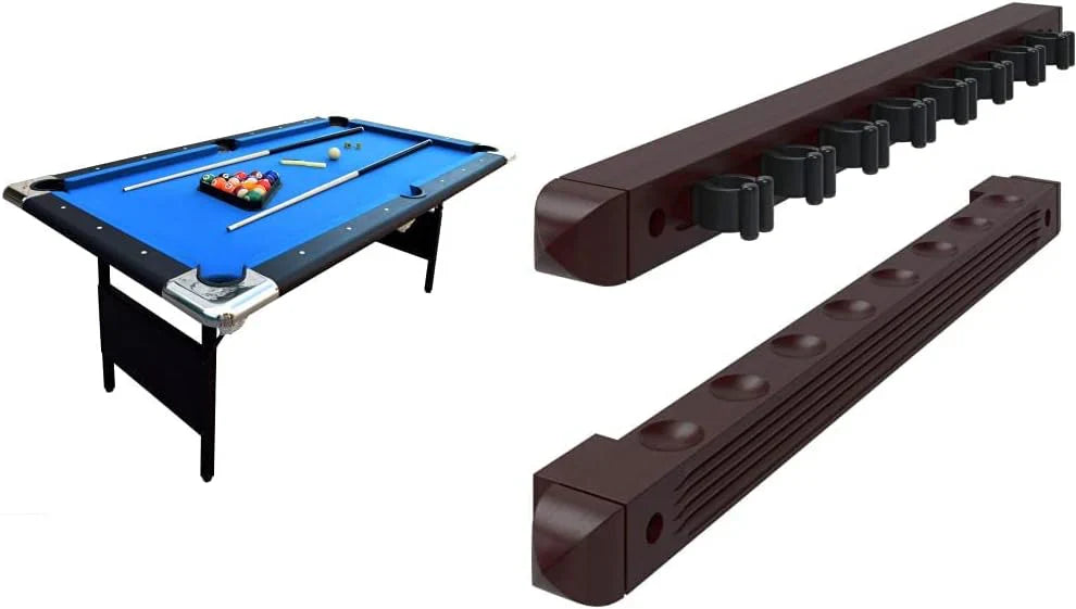 Table - 6 Ft Portable Pool - Adults Folding Billiards Tables for Game Room with Easy Foldable Storage, Includes Full Set of Billiard Balls, Cues