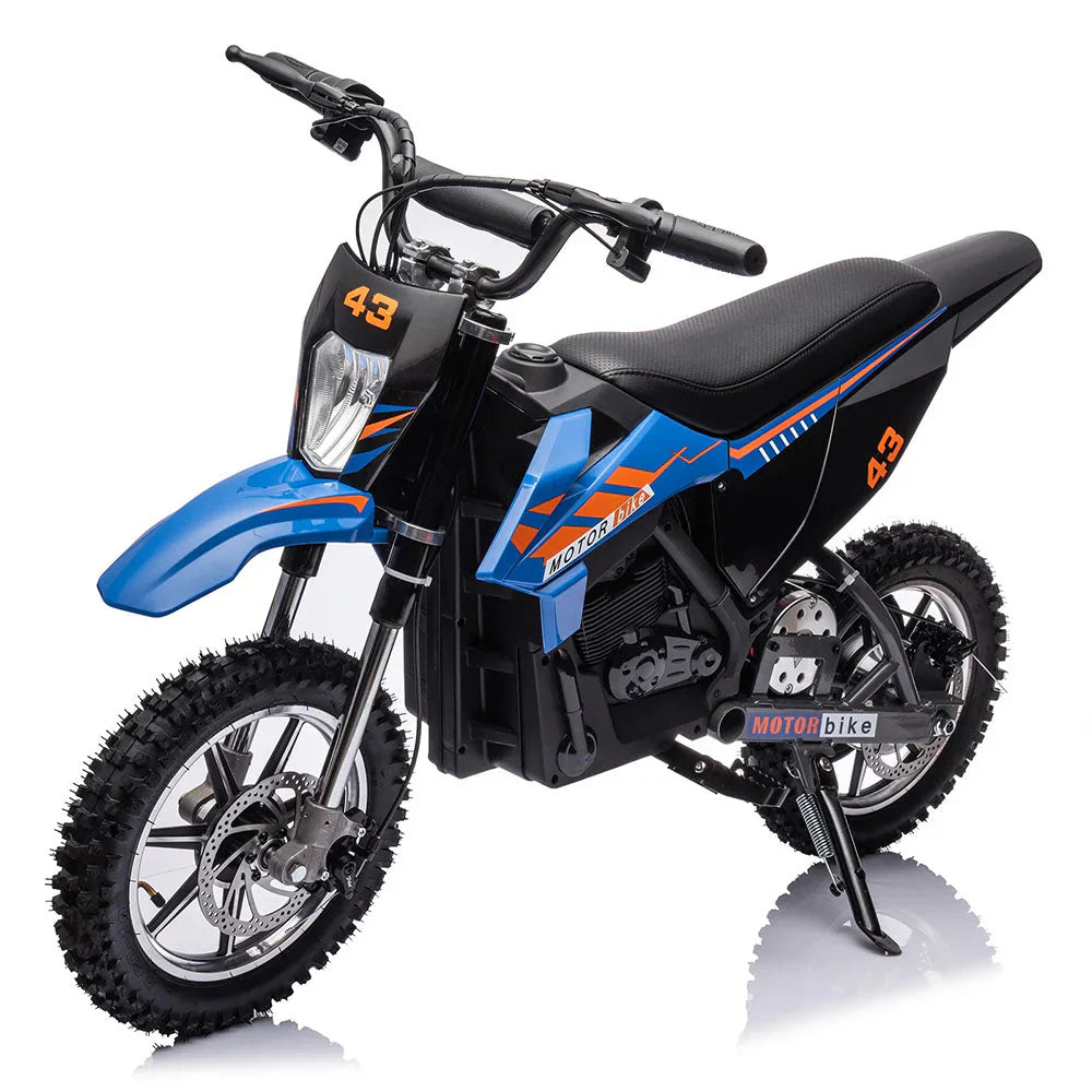 4813aa498103da25f24daa799cfc41bcb89775956d7251ac55a9cf630f11e847 36V dla dzieci elektryczny Dirt rower, 36V, 350W, 15.5MPH, LED, 175lb maks niebieski