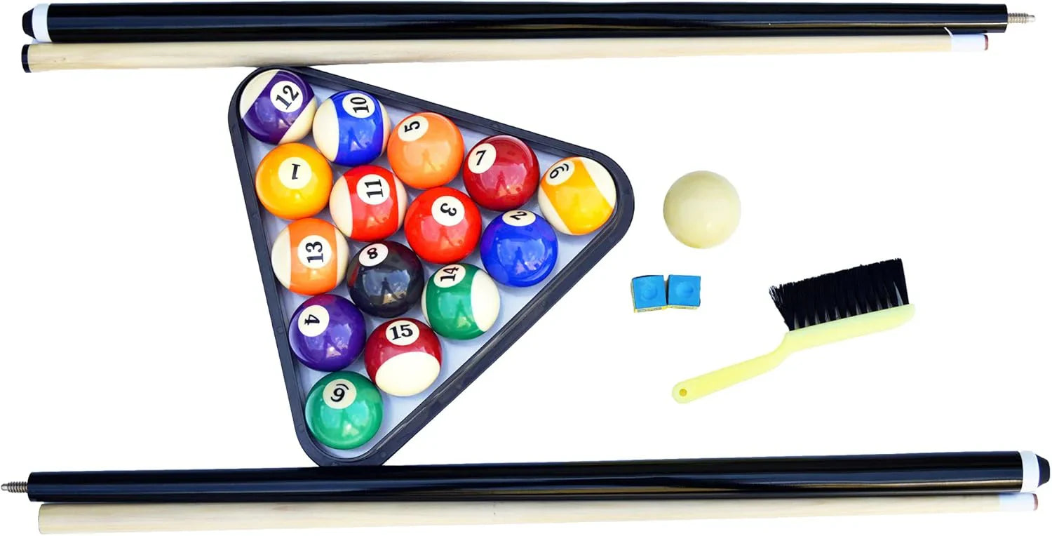 Table - 6 Ft Portable Pool - Adults Folding Billiards Tables for Game Room with Easy Foldable Storage, Includes Full Set of Billiard Balls, Cues