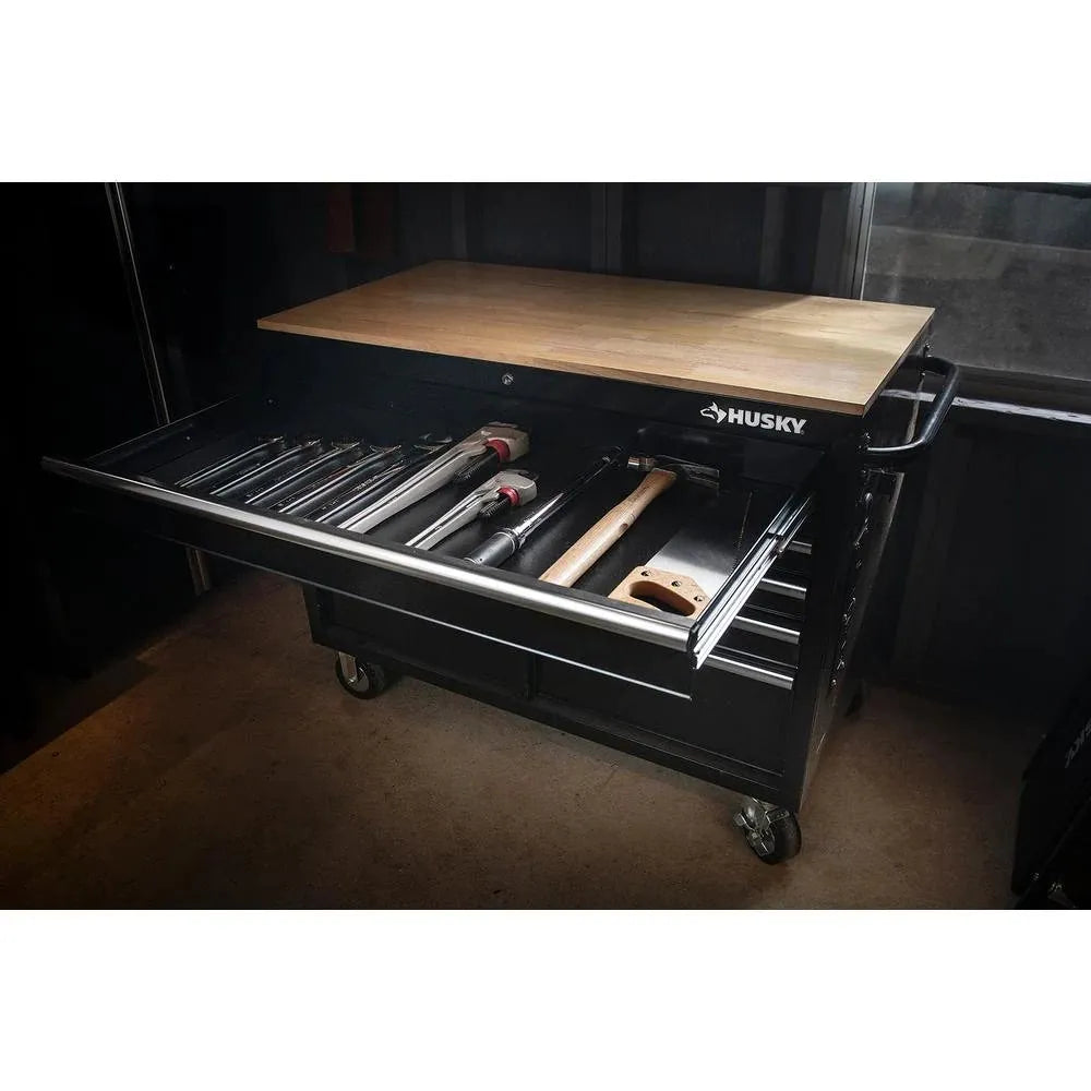 4e49a694c199957ccab0be8dcc7c2f05f734c7192a30a1ff2d36885237bbebbb Workbench - 46-in W X 24.5-in D 9-Drawer Mobile - Featuring Hardwood Top and Power Station Gloss Black