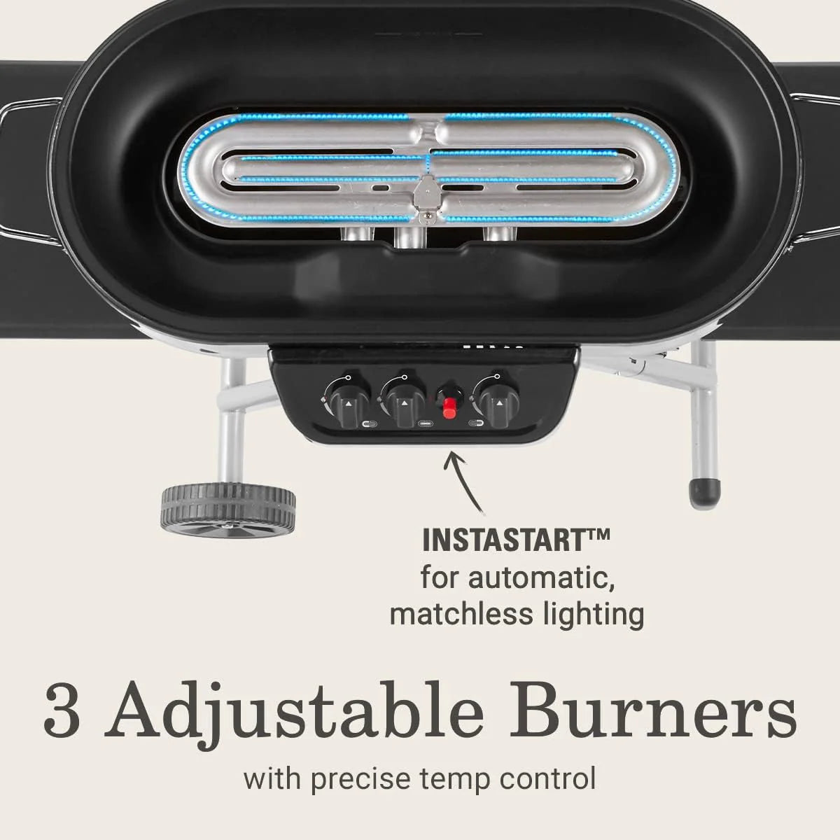 4ede5a8214c81c4d518261c32ecbe06a1ddd9f2e3e02b396244e477a63da0104 Grill - Portable Stand-up Propane, Featuring 3 Adjustable Burners and Instastart Ignition - 20, 000 Btus of Power for Outdoor Cooking
