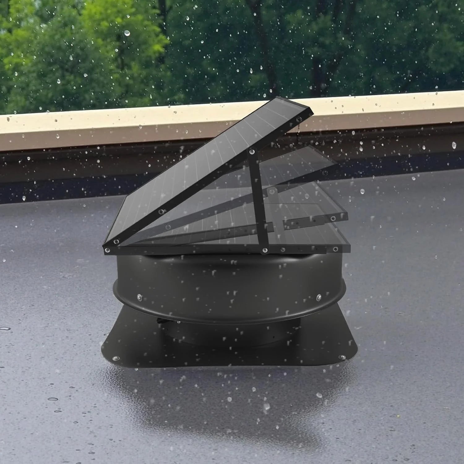 Exhaust Fan - Roof Attic - 50-watt Intelligent Solar Roof Ventilation Fan, Equipped with Thermostat, Remote Control, 3000 Cubic Feet Per Minute