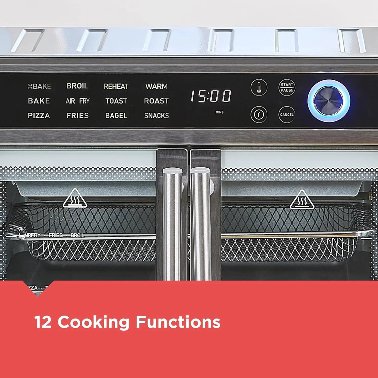 515be0a0f0b324f8c0de30e2edde2dd392c562488daf8b9766c9698bbf2c4cb7 Toaster Oven - Crisp 'N Bake Air Fryer, Combo - 12 in 1 Countertop Convection Oven Cooks Food Fast, Fits a Whole Pizza or 6 Toast Slices, French Doors