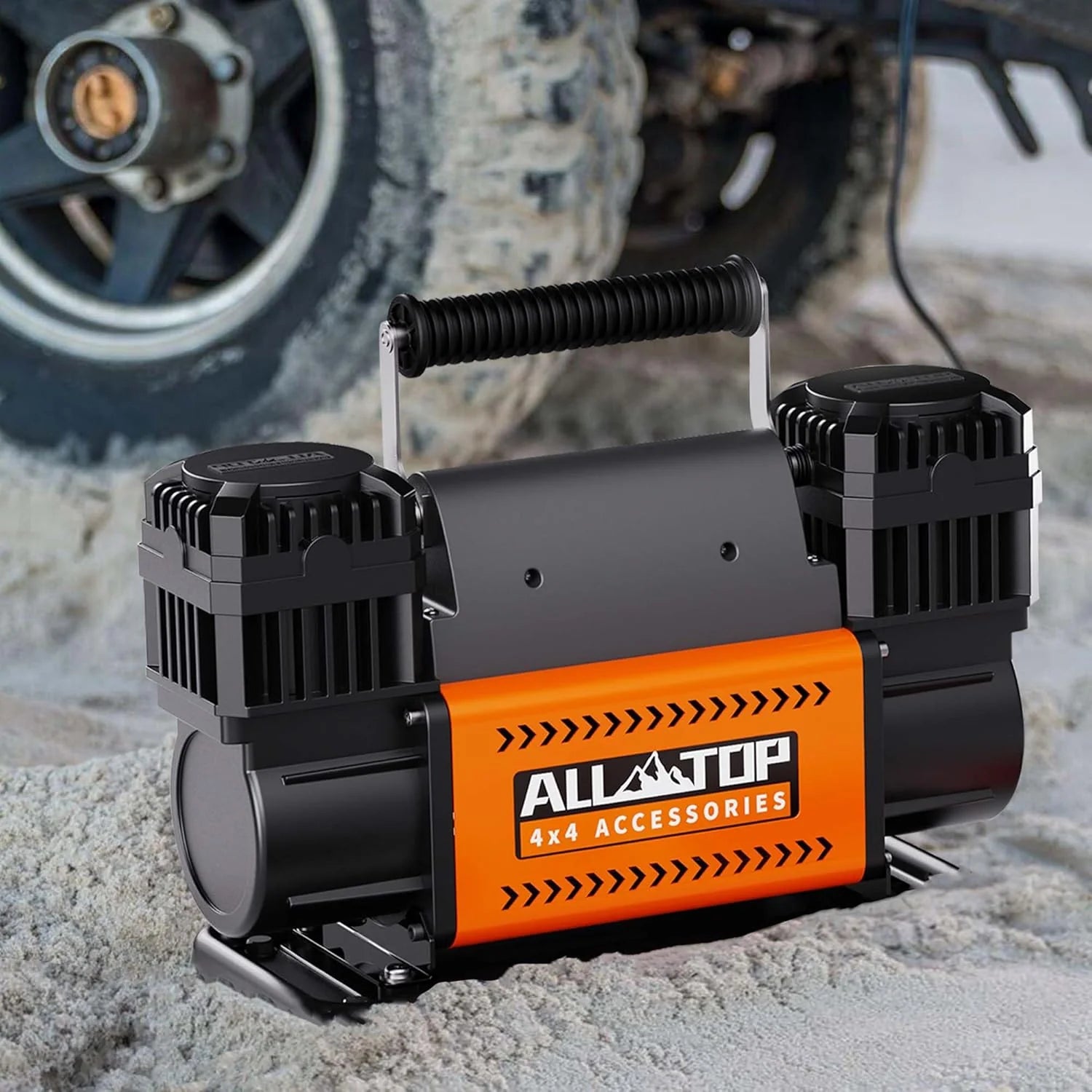 62934eab67c9eb1b2571b5beb2aa4830ab2a5db807c7caf536fa2fafdea7c862-1 Air Compressor - Kit - Dual Cylinder, 12-volt Portable Inflator, 12.35 Cubic Feet Per Minute, Suitable for Truck Tires for Off-road Use, Heavy-duty