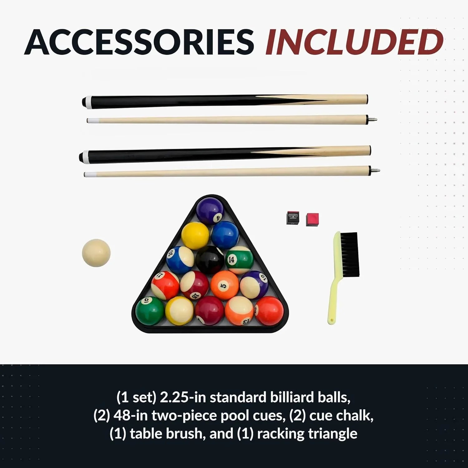 Table - 6 Ft Portable Pool - Adults Folding Billiards Tables for Game Room with Easy Foldable Storage, Includes Full Set of Billiard Balls, Cues