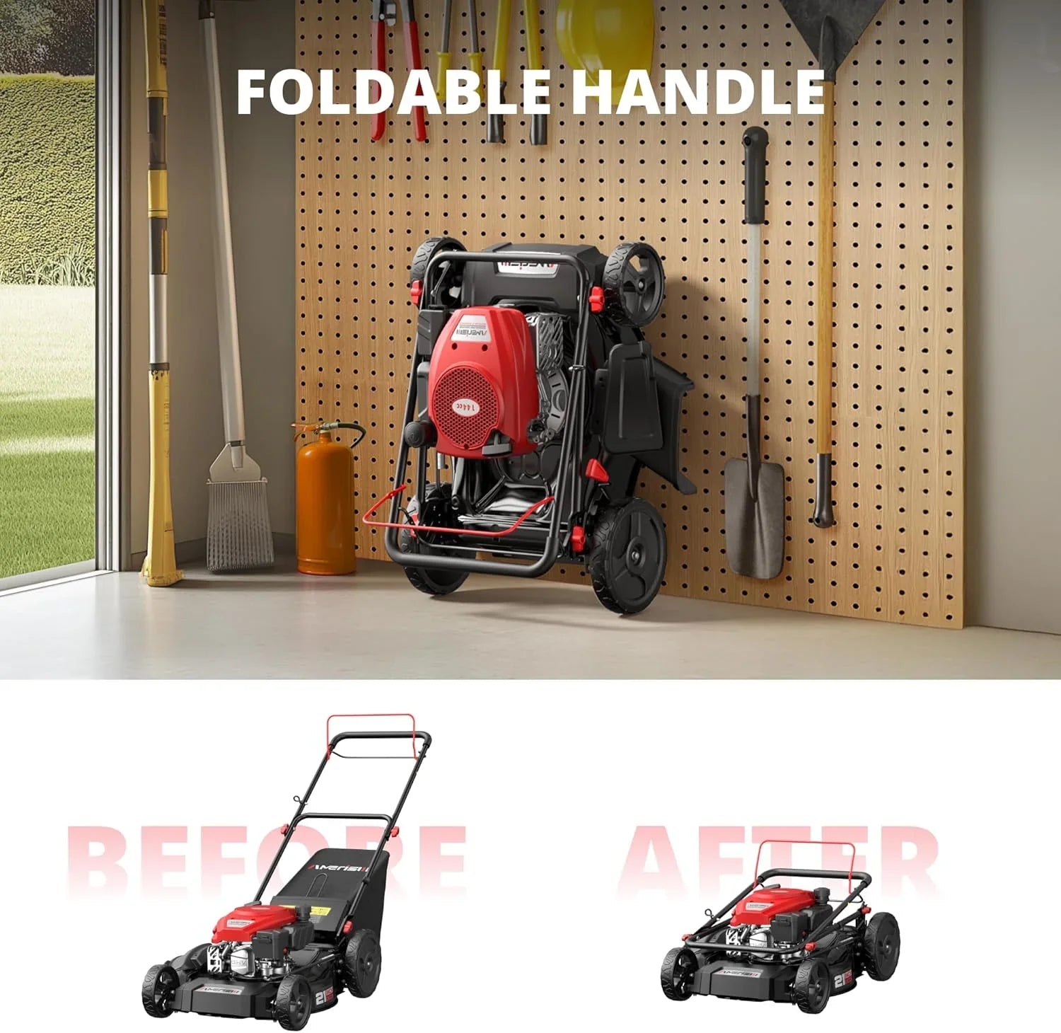 81d53f893b16edabc5c523ec70bd443b490d06d495d3bdd69cd0ad38d8f69d66 Lawn Mower - 21-inch Steel Deck Gas - Heavy-duty 3-in-1 Push Mower, 144cc 4-Stroke Engine, 6-Position Height Adjustment, Large 1.4 Bushel Grass Catcher