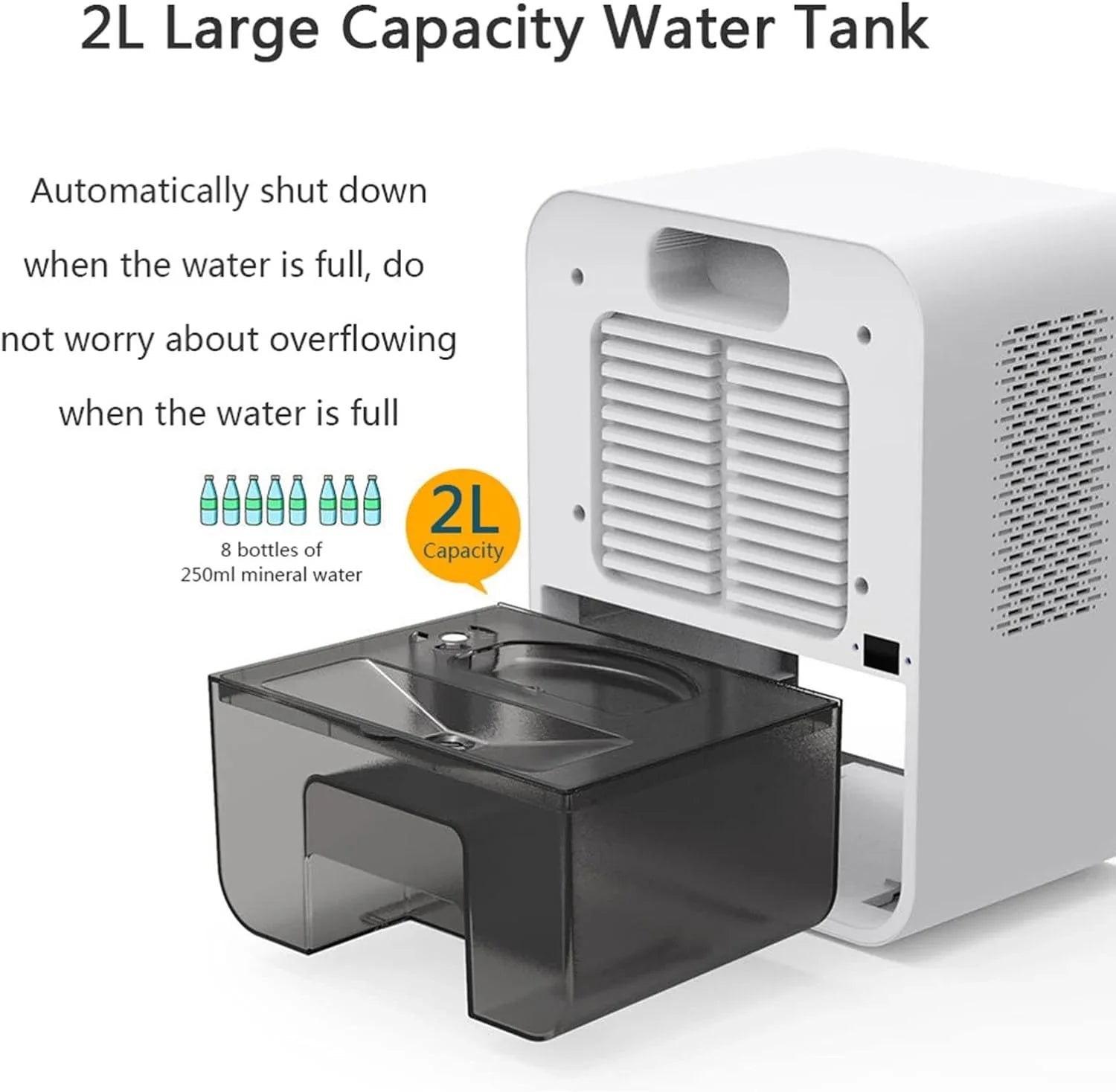 Bedroom Dehumidifier 2.2L zbiornik na wodę z Hygrometer RGB lampa LED