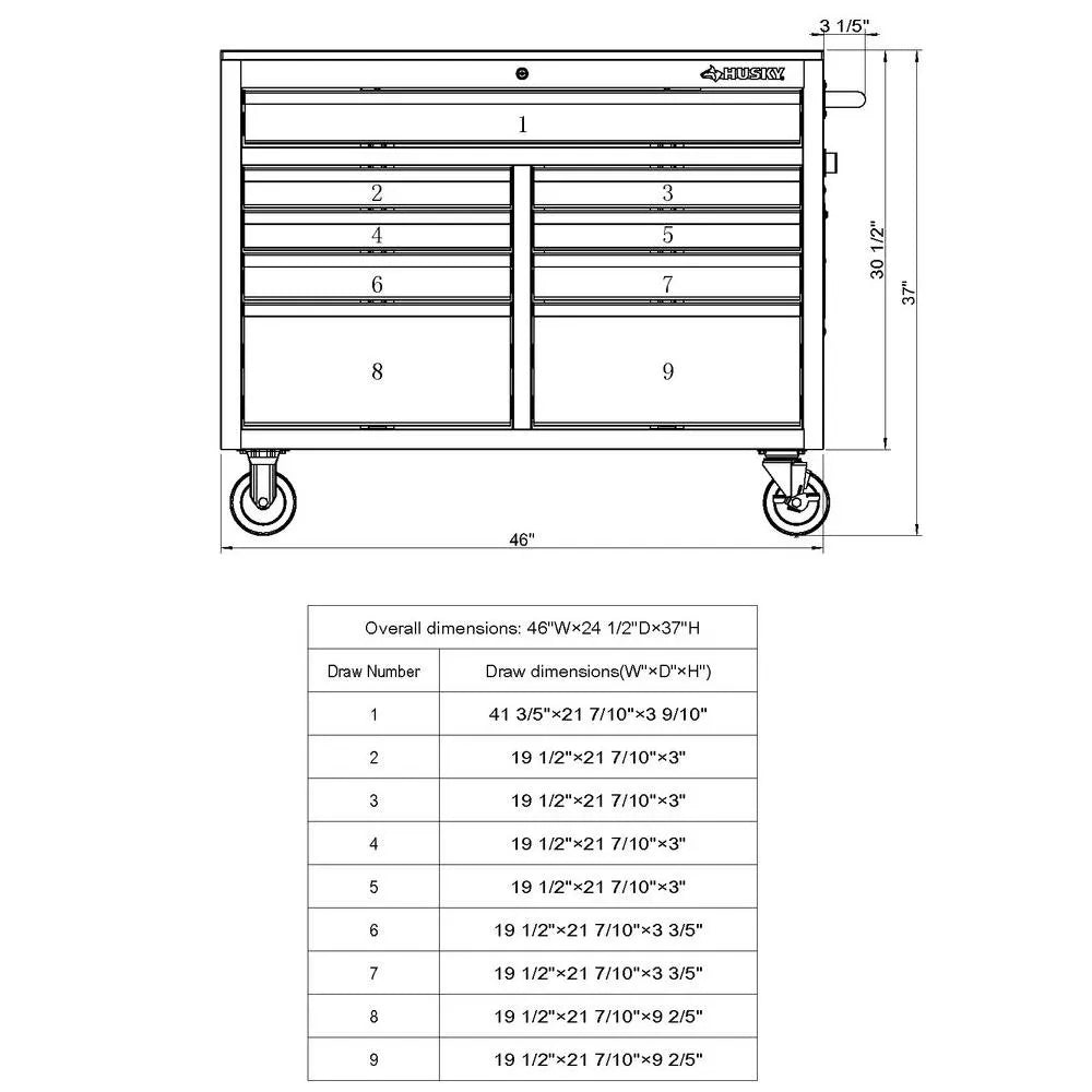 86e9e86d09d621017cd39c37fbe11ddf68927ee86cddee9b3d2e54a761312538 Workbench - 46-in W X 24.5-in D 9-Drawer Mobile - Featuring Hardwood Top and Power Station Gloss Black