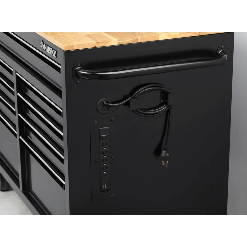 9b6484671a7969daee92f169e59c5765f0ce5b701709870a564d909778792dce Workbench - 46-in W X 24.5-in D 9-Drawer Mobile - Featuring Hardwood Top and Power Station Gloss Black