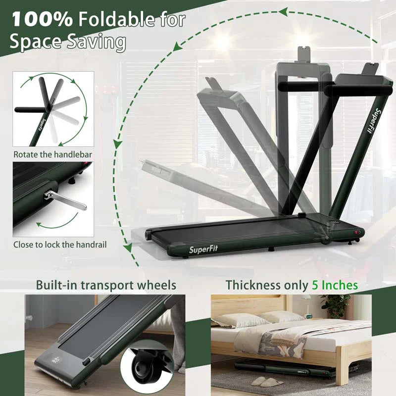 9b7fe94b87286d2b7fd17cbfb2924339373735a3456eae832760ae33fb71f54e Treadmill - 2.5HP 2-in-1 Folding Under Desk, Featuring Speaker APP Remote Control - Portable Walking Jogging Machine for Home Gym Office