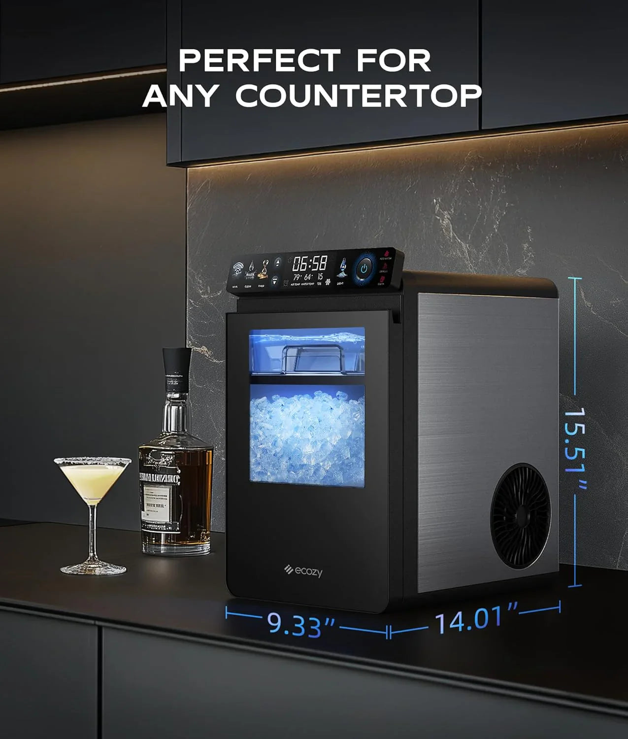 9f68c1edb97e245fd442a86e6e7d9d8dc6d424b236904a3fa13b393c28a71e64 Ice Maker - Nugget, Countertop - Smart Pebble Ice Machine with APP Control, 44 lbs/24H Soft Pellet Chewable Ice with Self-cleaning, Stainless Steel