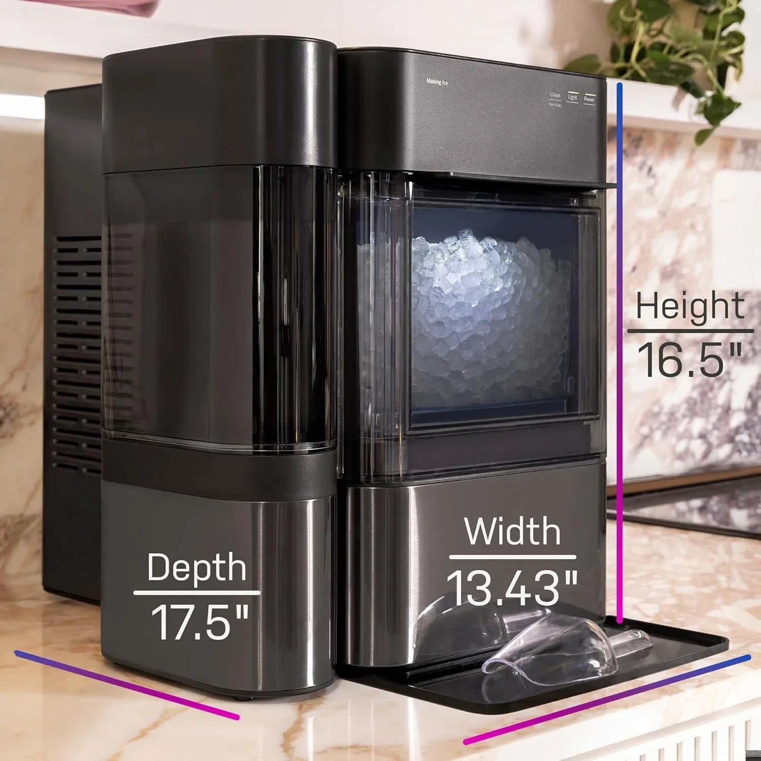 a2093bd8db0fa02bf40fea8d880e0bd1a152f024686cd3e5b9b2352c8bb497f4 Tank - Opal 2.0 XL with 1 Gallon - Chewable Crunchable Countertop Nugget Ice Maker, Scoop Included, 38 Lbs in 24 Hours, Pellet Ice Machine