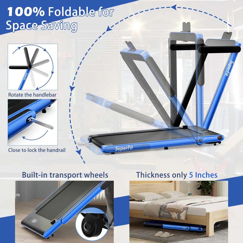 a22a209410eb0e93742d6c45a93c3b886abad053c769aee5696df99dc06b9f5d Treadmill - 2.5HP 2-in-1 Folding Under Desk, Featuring Speaker APP Remote Control - Portable Walking Jogging Machine for Home Gym Office