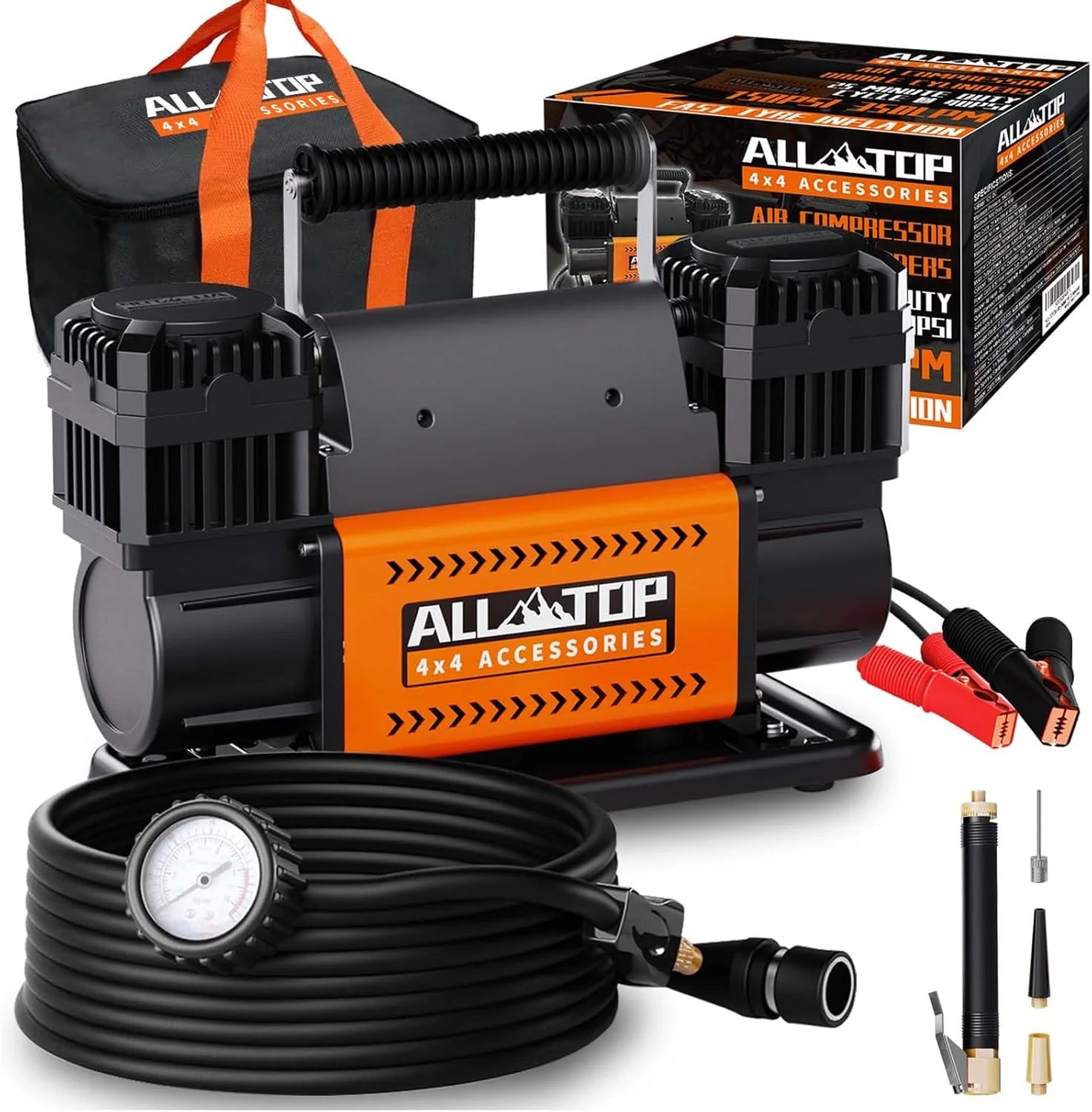 a3ee70e599b1b465d778835ccb5279ac2945d9003a6e7a6081cd627880b28ec1 Air Compressor - Kit - Dual Cylinder, 12-volt Portable Inflator, 12.35 Cubic Feet Per Minute, Suitable for Truck Tires for Off-road Use, Heavy-duty