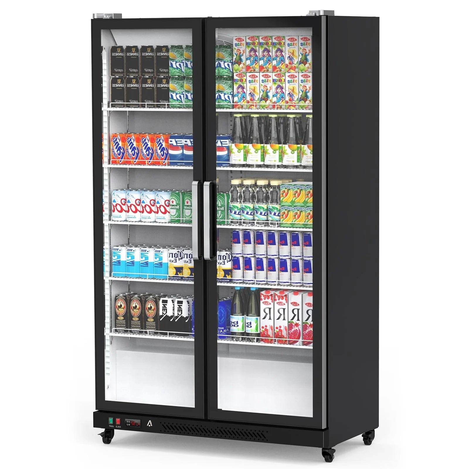 a9f197287112d72d4899ab030b7756c3187b2e42378bfd6c3738e81abe34fde8 Refrigerator - Commercial - Glass Door with LED Lighting Upright Beverage Display Cooler for Home, Store, Gym, Or Office, Featuring Double Swing