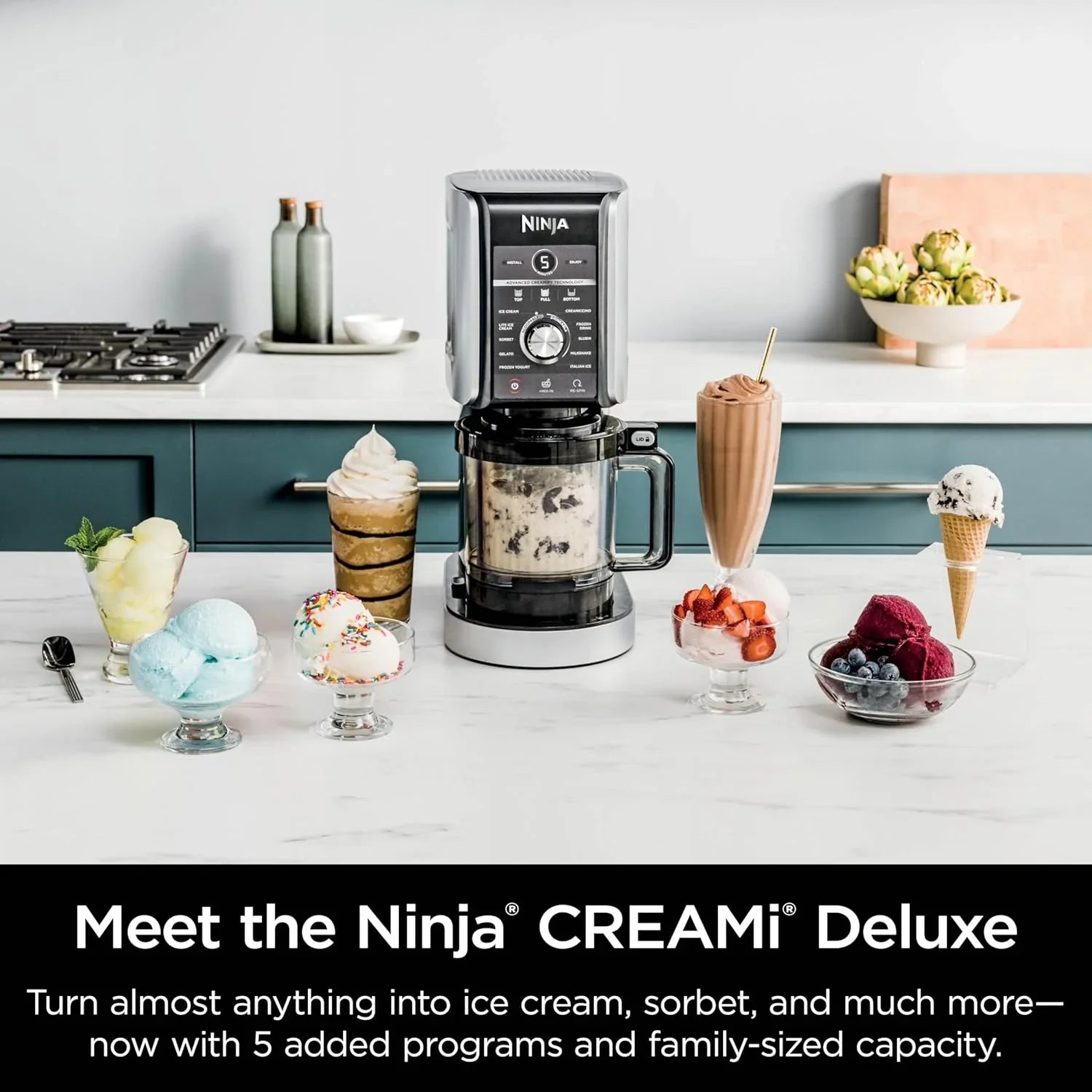 abe41fc0ff1ae588fd549b2c2cb32ece7ebdb3caa23d5d4526fb58d1a2dc4bc8 Ice Cream Maker - NC301 Creami - Designed for Gelato, Mix-ins, Milkshakes, Sorbet, Smoothie Bowls and More, 7 One-touch Programs, With (2) Pint Containers