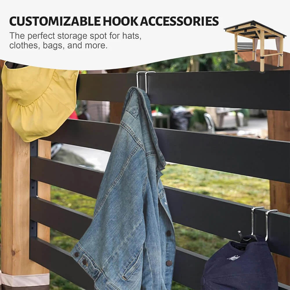 ad5e892fa65cfc91638b329b73509cd4cf5ccfbb5901222f2e2f19a065ee03d2 Hardtop Gazebo - 10 X 12FT Heavy Duty Premium Outdoor All-season Wooden Cedar - Featuring Metal Roof and Back Curtains (SAK57184)