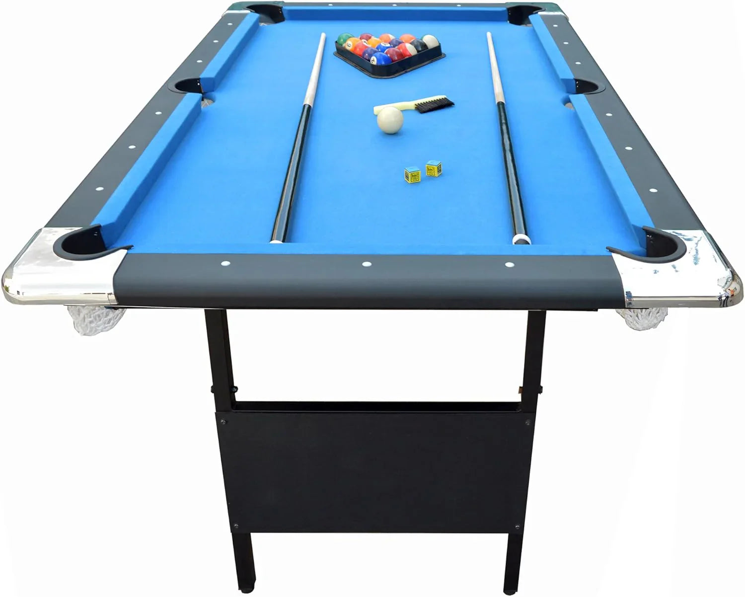 Table - 6 Ft Portable Pool - Adults Folding Billiards Tables for Game Room with Easy Foldable Storage, Includes Full Set of Billiard Balls, Cues