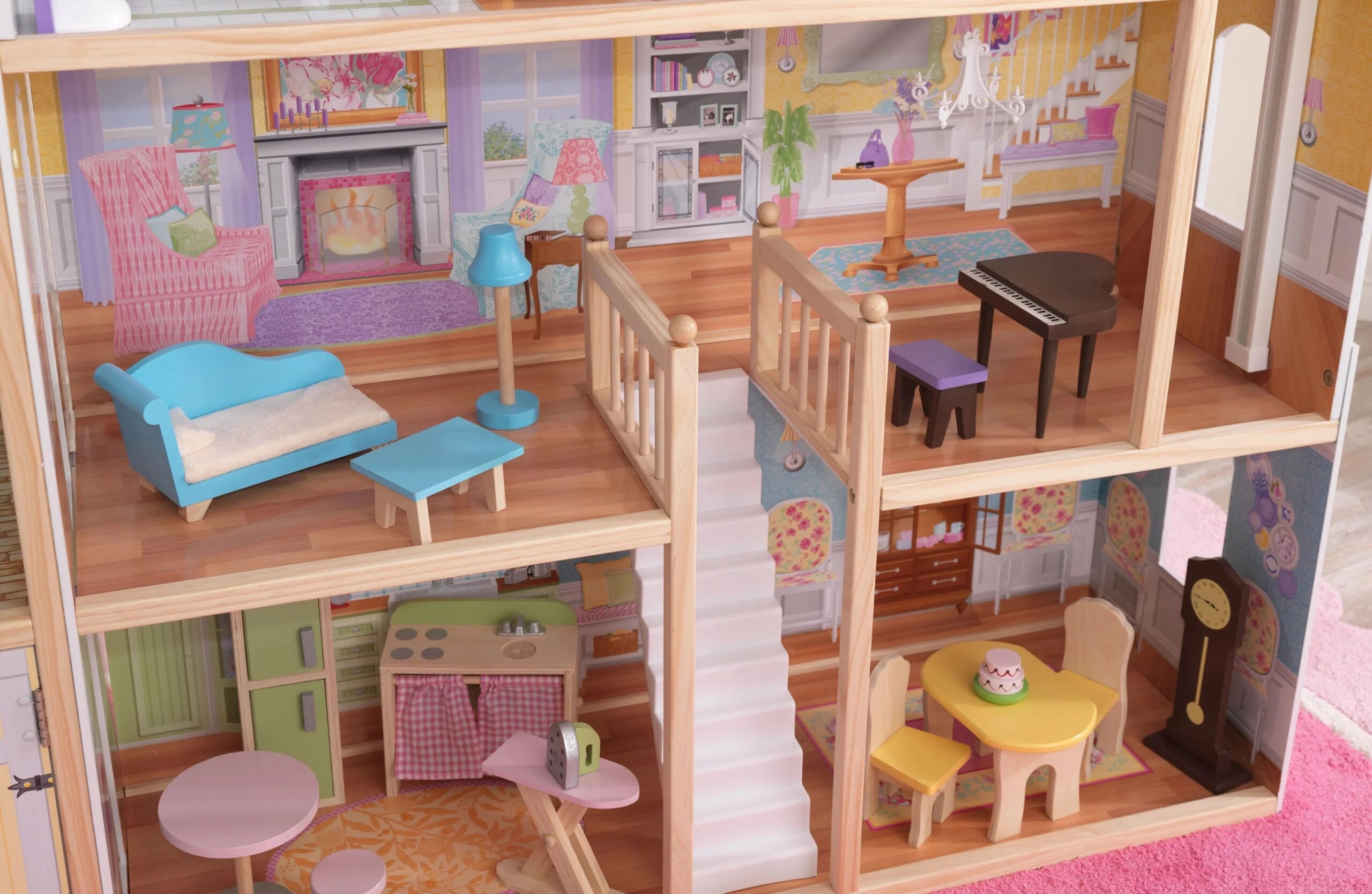 b41e366cad1212227b68f955e12df5c3b04afb0ccb8085a4d32611c1ec983097-scaled-1 Majestic Mansion drewniany Dollhouse z 34 akcesoria