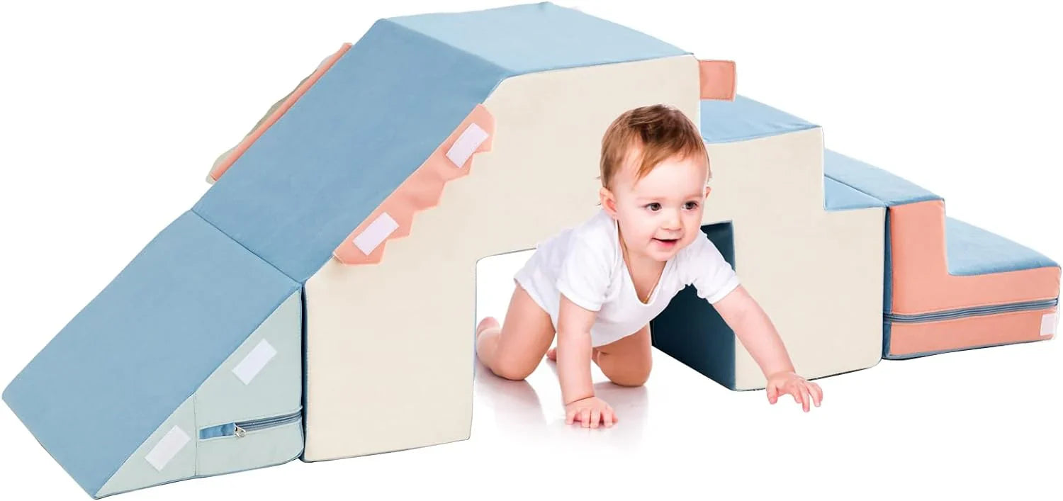 c099b0237614a679805ec057f93d574f488631734d7d719fcb9969713a8ebf19 4 w 1 Toddler Foam Climbing Blocks z wewnętrzny miękki Climbing i Crawling Toys