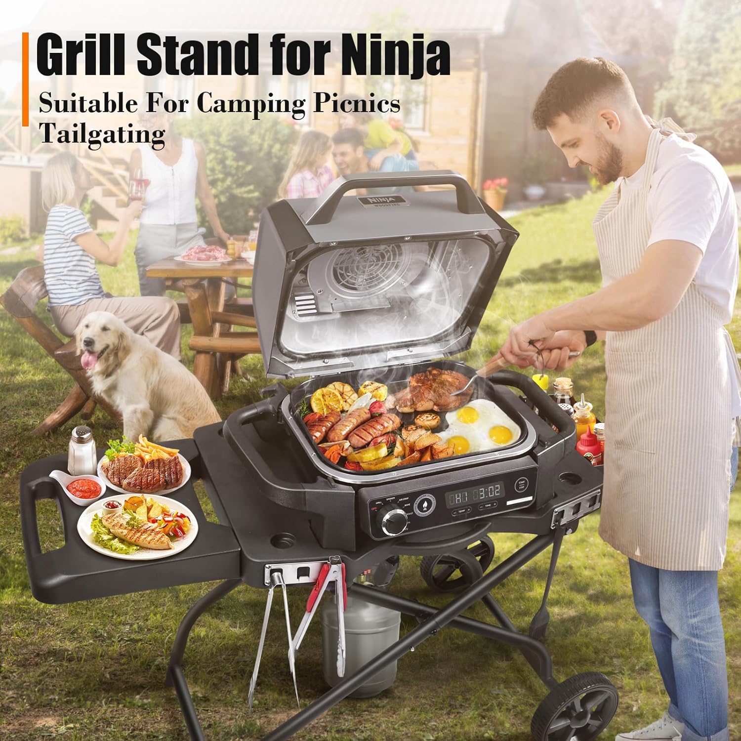 c0bafa098e40ad31097aee87f2e02fc2457b0ec48a26be110da155471296f4f3-1 Collapsible zewnętrzny grill stojak, do 22-cali Griddles