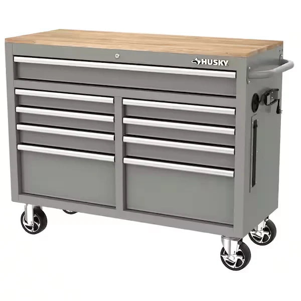 c1eec307bcc1c9b26ba8d5e3b1c727cee67f5c554f3d71d723c675010fe78e62 Workbench - 46-in W X 24.5-in D 9-Drawer Mobile - Featuring Hardwood Top and Power Station Gloss Black