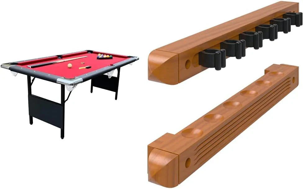 Table - 6 Ft Portable Pool - Adults Folding Billiards Tables for Game Room with Easy Foldable Storage, Includes Full Set of Billiard Balls, Cues