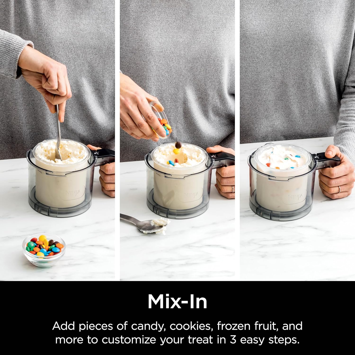 ca1ddec8391d907834a7f6ac08304467d621895ebdbe203bc3349e0163ca835b Ice Cream Maker - NC301 Creami - Designed for Gelato, Mix-ins, Milkshakes, Sorbet, Smoothie Bowls and More, 7 One-touch Programs, With (2) Pint Containers