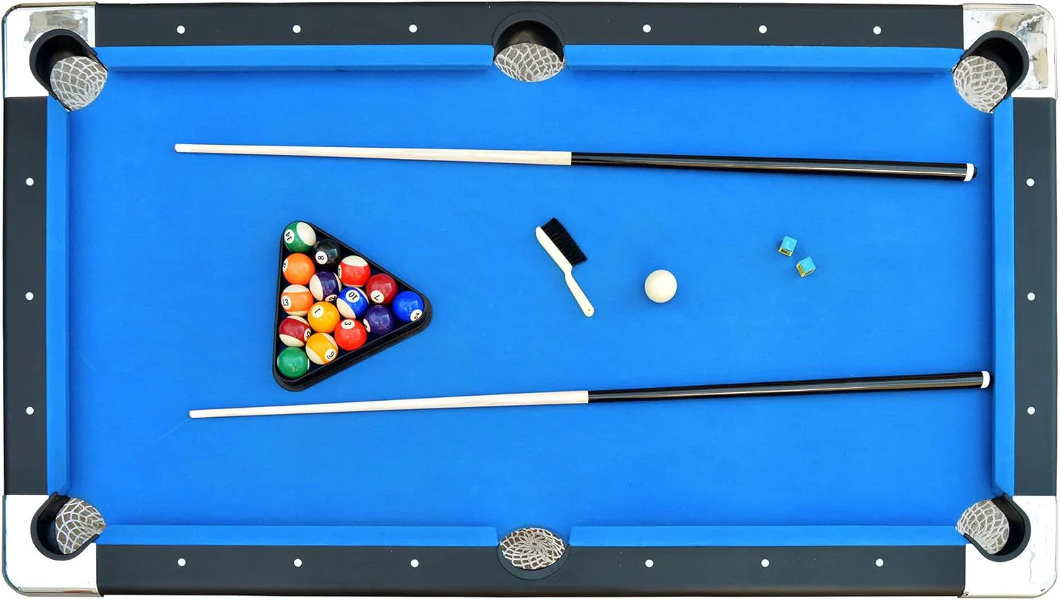 Table - 6 Ft Portable Pool - Adults Folding Billiards Tables for Game Room with Easy Foldable Storage, Includes Full Set of Billiard Balls, Cues