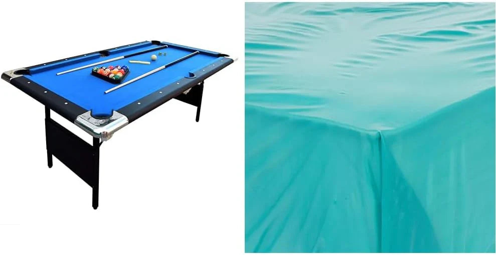 Table - 6 Ft Portable Pool - Adults Folding Billiards Tables for Game Room with Easy Foldable Storage, Includes Full Set of Billiard Balls, Cues