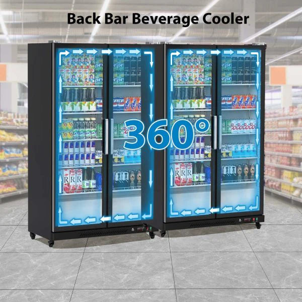 d6d5b35a7c7574d0f9dfbc86760386a231573bac240a802c5c79abfecc13b447 Refrigerator - Commercial - Glass Door with LED Lighting Upright Beverage Display Cooler for Home, Store, Gym, Or Office, Featuring Double Swing