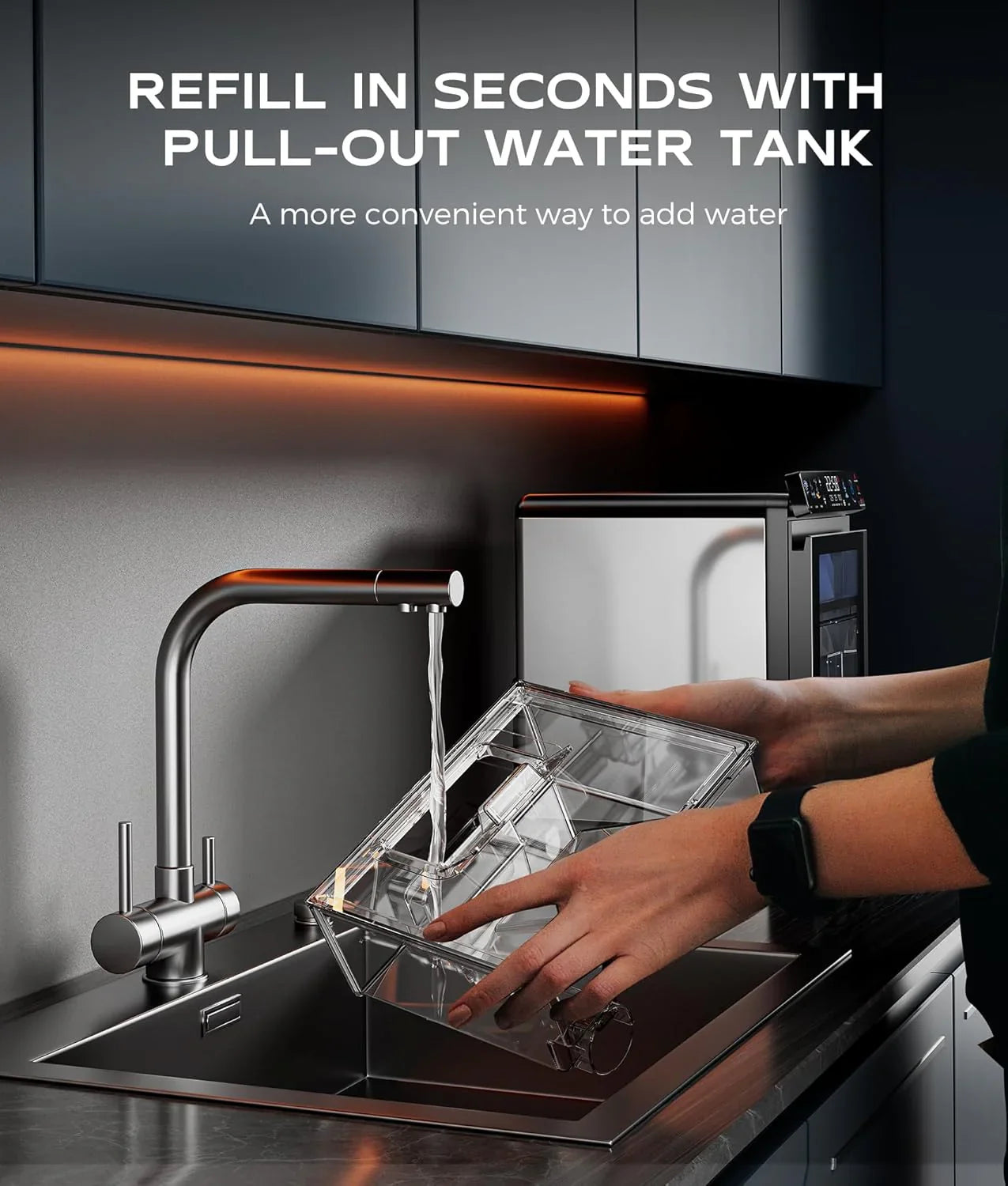 da54f3089e104143960e68ea8041cc5d65e954318526706dff242934bf13d2a0 Ice Maker - Nugget, Countertop - Smart Pebble Ice Machine with APP Control, 44 lbs/24H Soft Pellet Chewable Ice with Self-cleaning, Stainless Steel