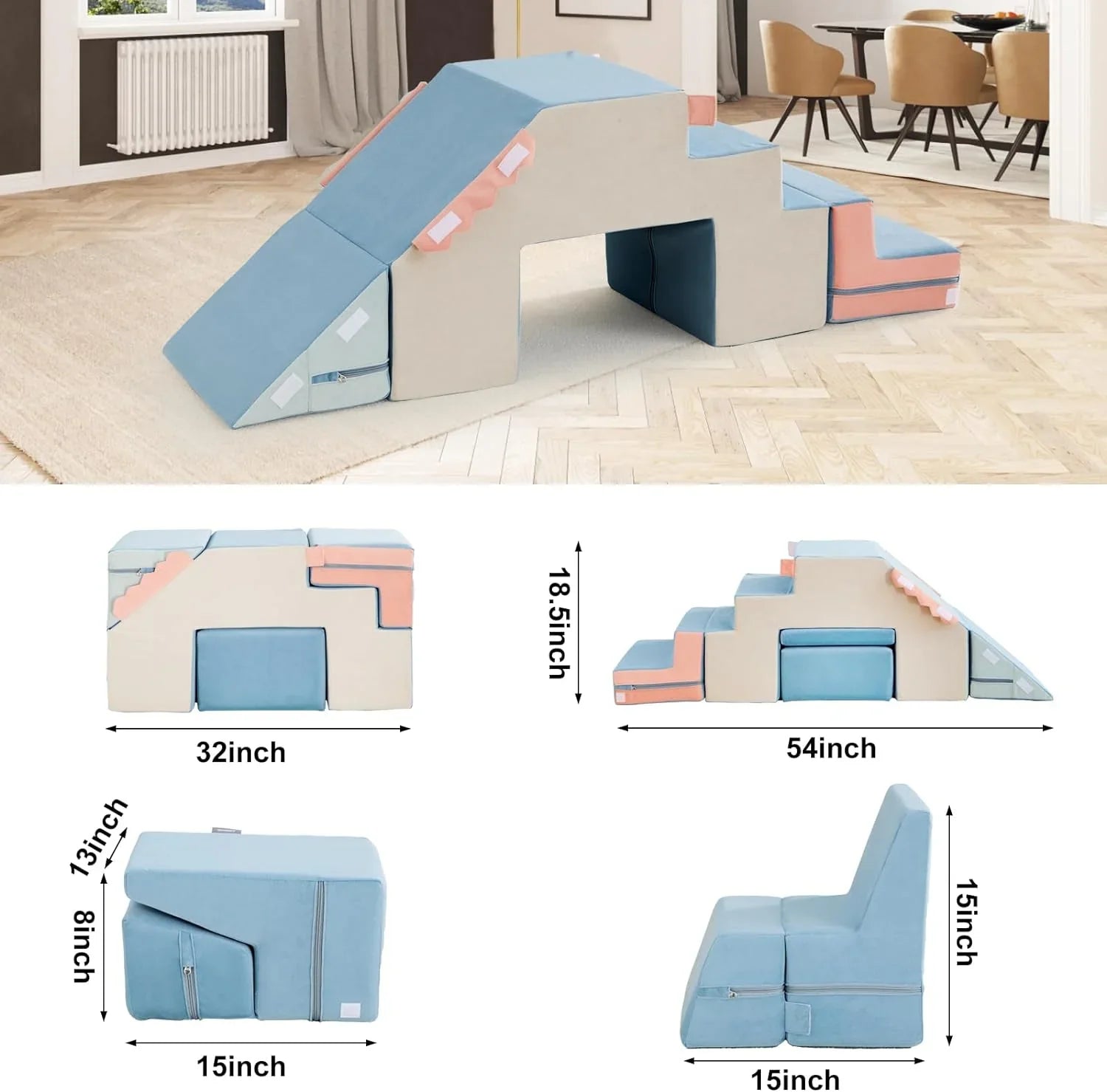 db55c687402dd5119828cd525d7f4f3b4b416bd8c71dcf7c1850f7829ffa07cb 4 w 1 Toddler Foam Climbing Blocks z wewnętrzny miękki Climbing i Crawling Toys