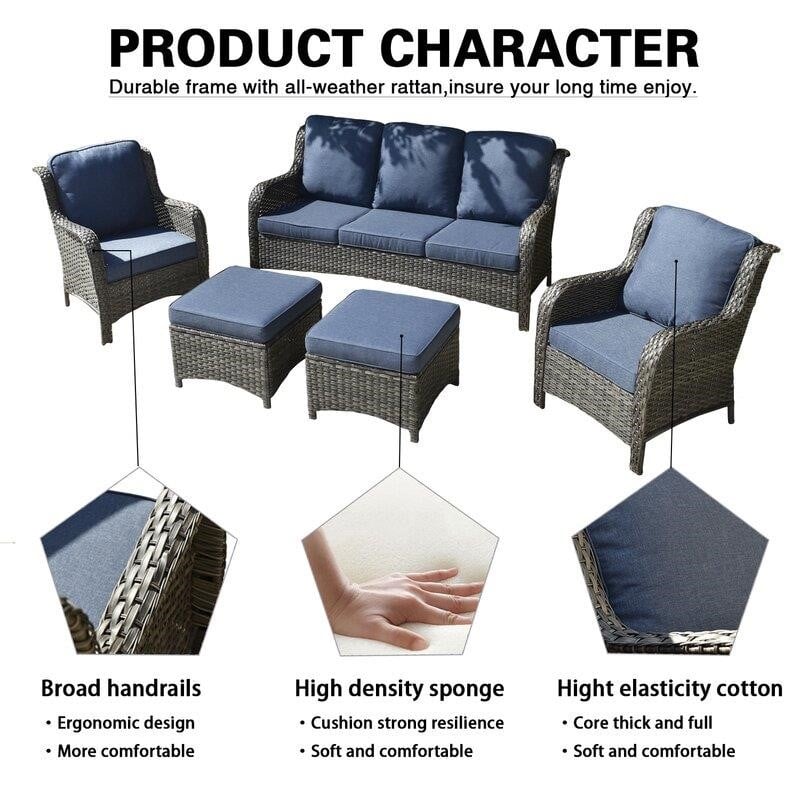 df225ea26bdb8c25471821c4335c92710eafb846d0b1556ea9cbc07e583c8abf Latimer Wicker/rattan 5-osobowy Seating Group z Cushions