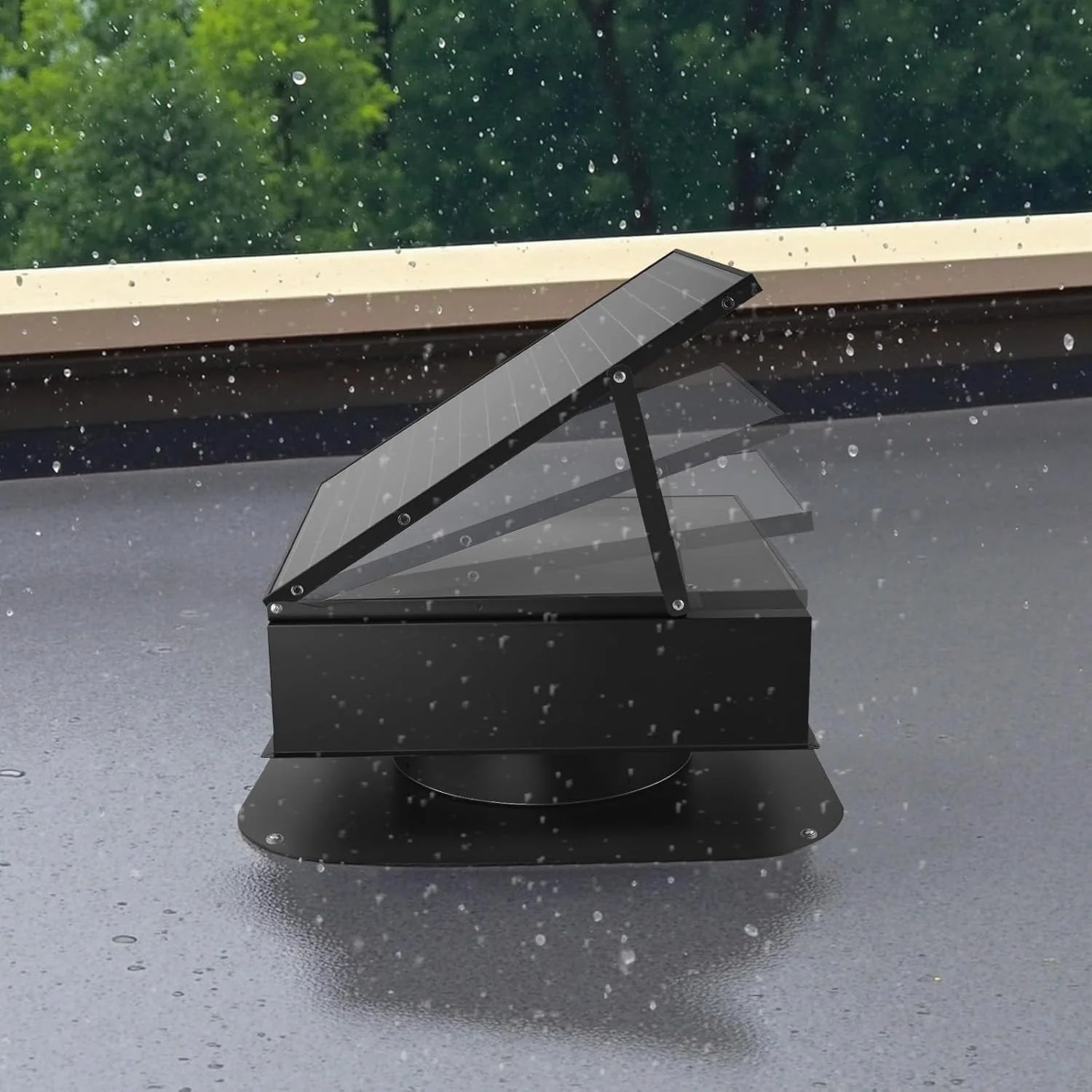 Exhaust Fan - Roof Attic - 50-watt Intelligent Solar Roof Ventilation Fan, Equipped with Thermostat, Remote Control, 3000 Cubic Feet Per Minute