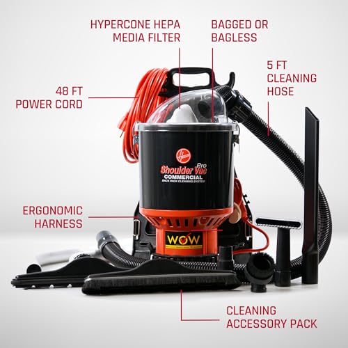 f59e5cc0c11b5ef2c18ab086e8f2660c49c7006017b88a372f78ec8fea785f05 Vacuum Cleaner - Commercial Shoulder Vac Pro Backpack Bagged - Featuring HEPA Media Filter, Lightweight with Extra Long Cord, Chiropractic Design