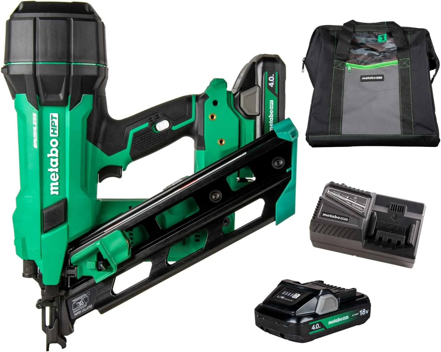 Paper - 18V Multi-voltage Cordless 30, Tape Measuring Nail Gun Kit - 3-1/2 Inch Measuring Nail Gun, Power Tool, Equipped with 4.0Ah Lithium-ion
